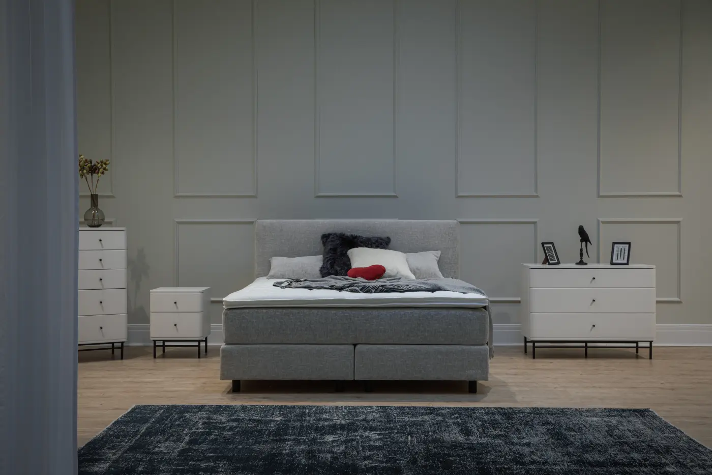 Delux Boxspringbett Sjöholm Enö 180x200 cm, Bezug: Stone light grey 60