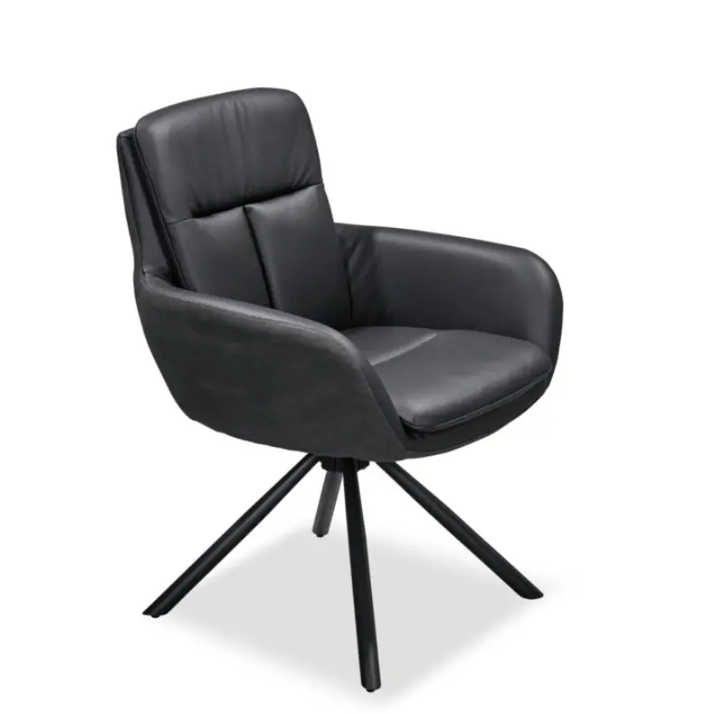 Stolkom Armlehnstuhl Amy Teilleder Schwarz 360° drehbar ca. 63x89x67 cm