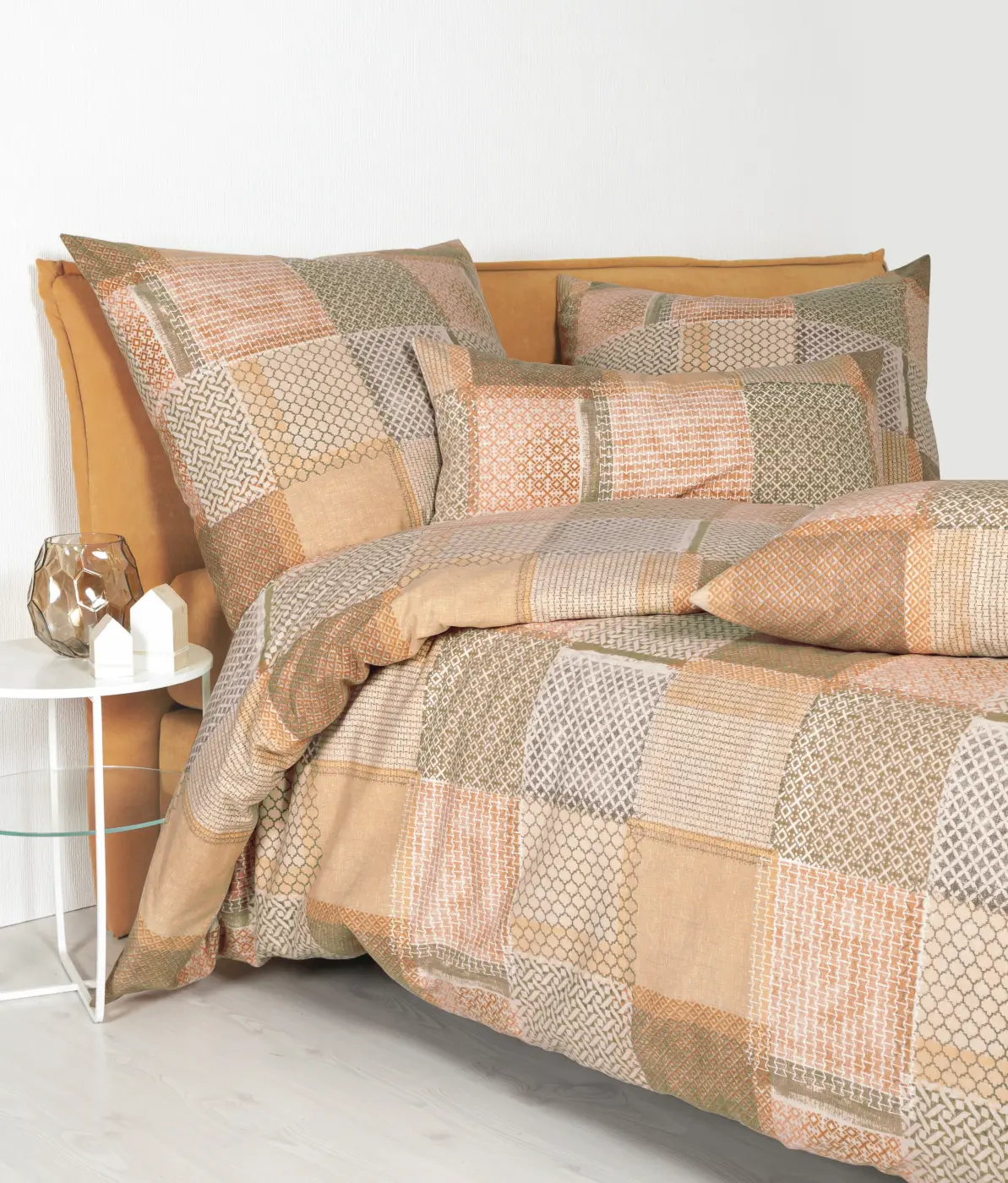 Janine Garnitur caramell korallgold 155x200,80x80