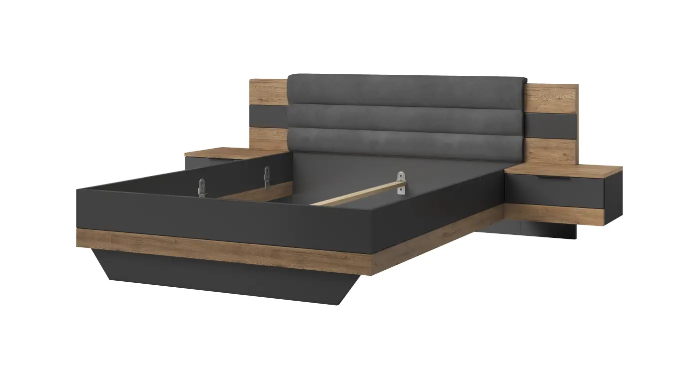 Bettanlage Pol Power Bett LINEA Bartex Eiche / Graphit