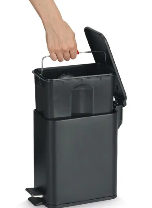 Zeller Treteimer Metall 5 L  Schwarz 14x28,3x29 cm 