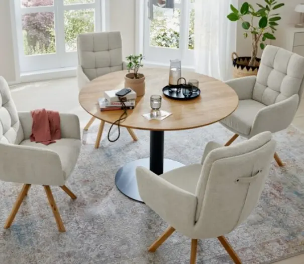 Interliving Tisch Serie 5116 Platte Eiche Massiv rund ca. 125 cm 