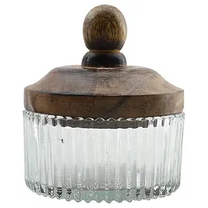 Hogewoning Chambly Glass Jar w/wooden Lid 12cm Clear