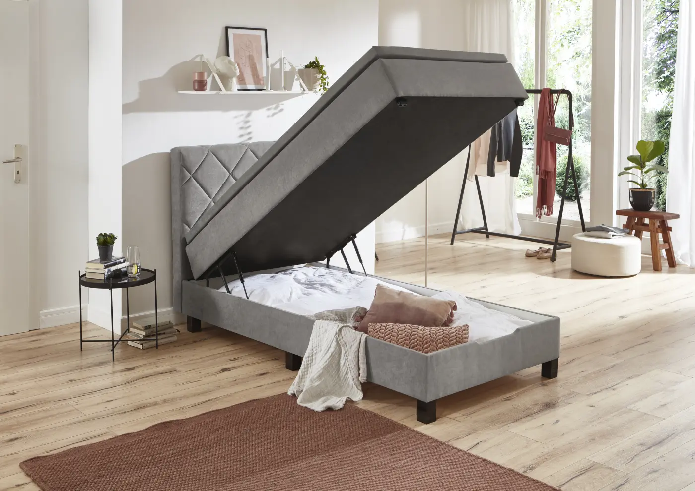 Sun Garden Boxspringbett Jeff grau 120x200 cm 