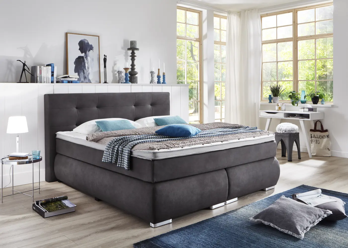 Sun Garden Boxspringbett 180x200 cm  Dessin 50407-700 elephant dark grey
