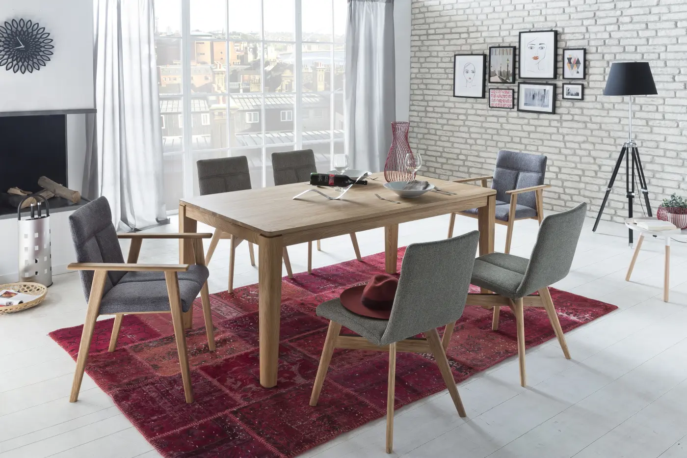 Standard Esstisch Houston XL Eiche natur geölt, ca. 160(210)x90 cm