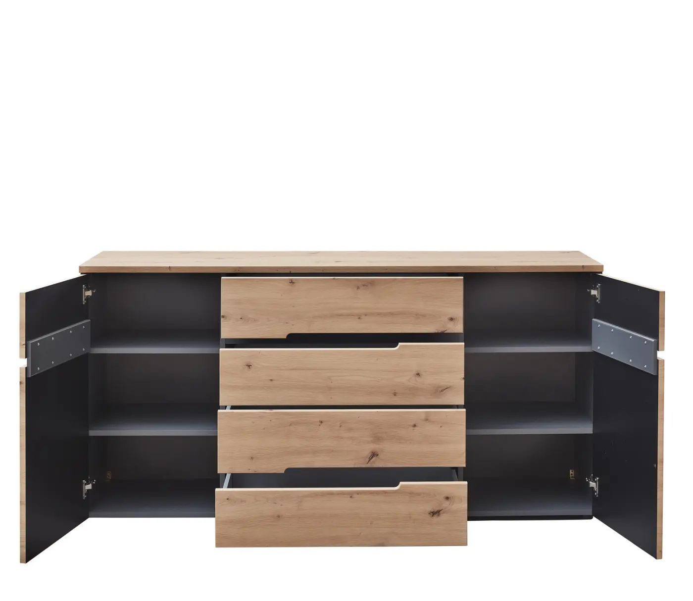 Innostyle Highboard/Sideboard Memphis grau, braun, Eiche, Holz