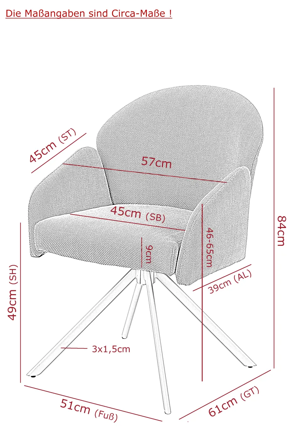 Hela Stuhl Holly S Beige drehbar 57x84x61 cm
