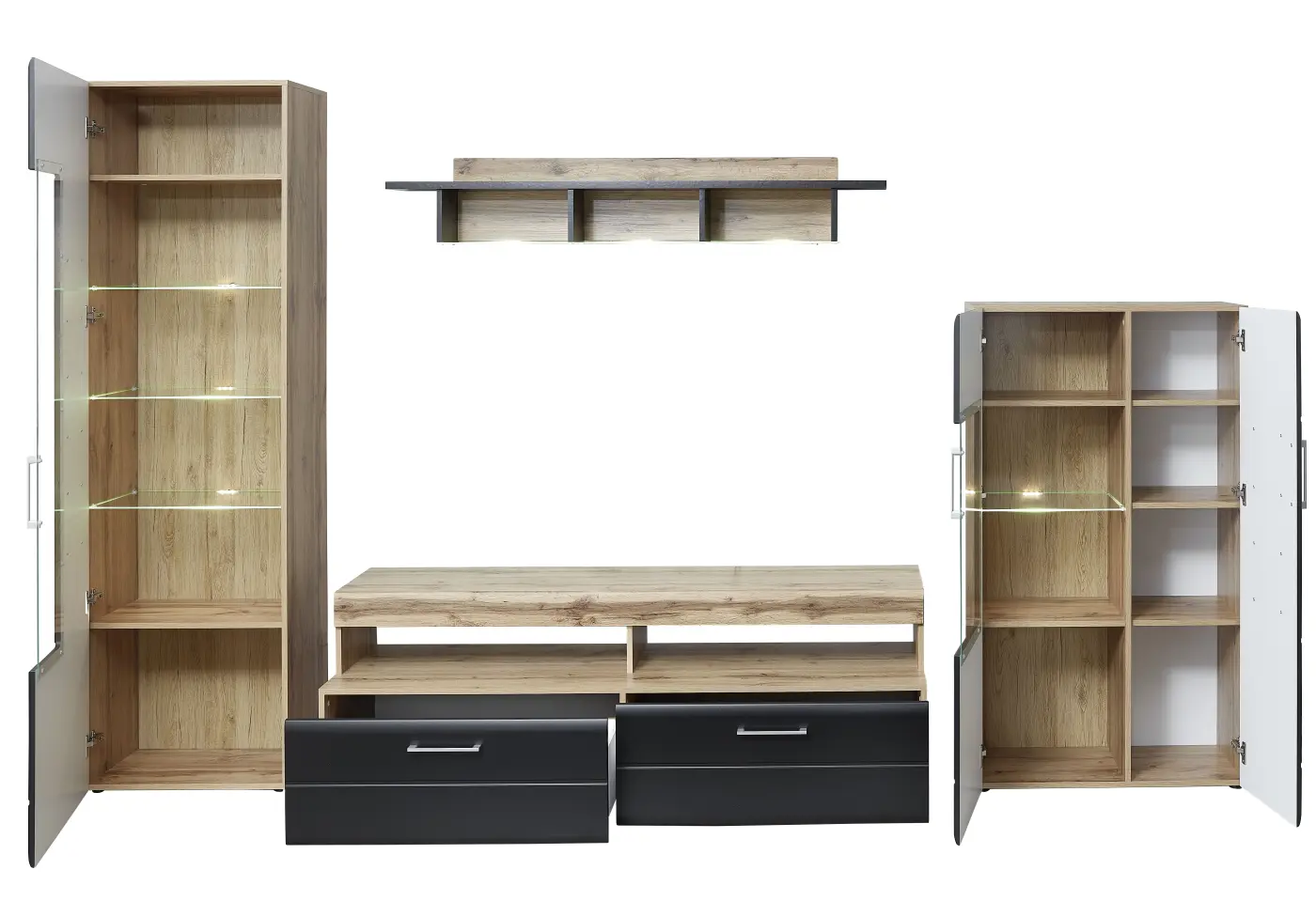 Innostyle TV-, Phono-, Medienmöbel Sonate schwarz, braun, Eiche, Holz