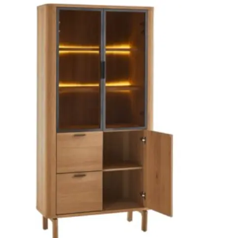 Habufa Vitrine Zade Dune Color lackiert ca. 100x200x42 cm - inkl. LED-Beleuchtung -