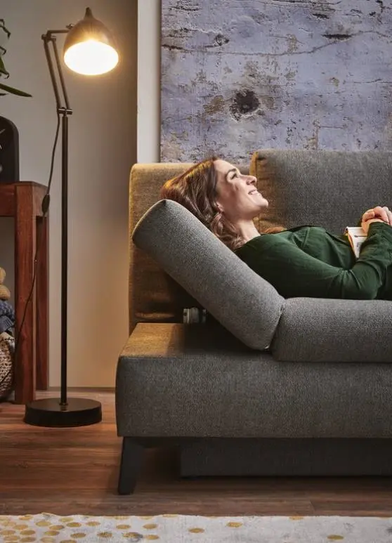 Restyl Schlafsofa TaliaC in Bezug anthrazit, Metallfuß schwarz, Liegefläche: 150x200 cm