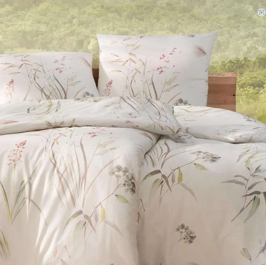Estella Mako-Satin Bio-Bettwäsche Alva 135x200 cm Grün