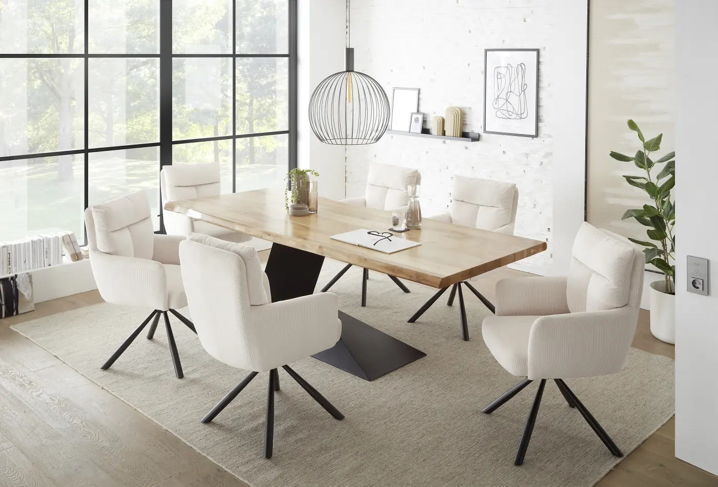 Stolkom Armlehnstuhl Sofia Cord Hellbeige 180 Grad drehbar ca. 61x93x66 cm