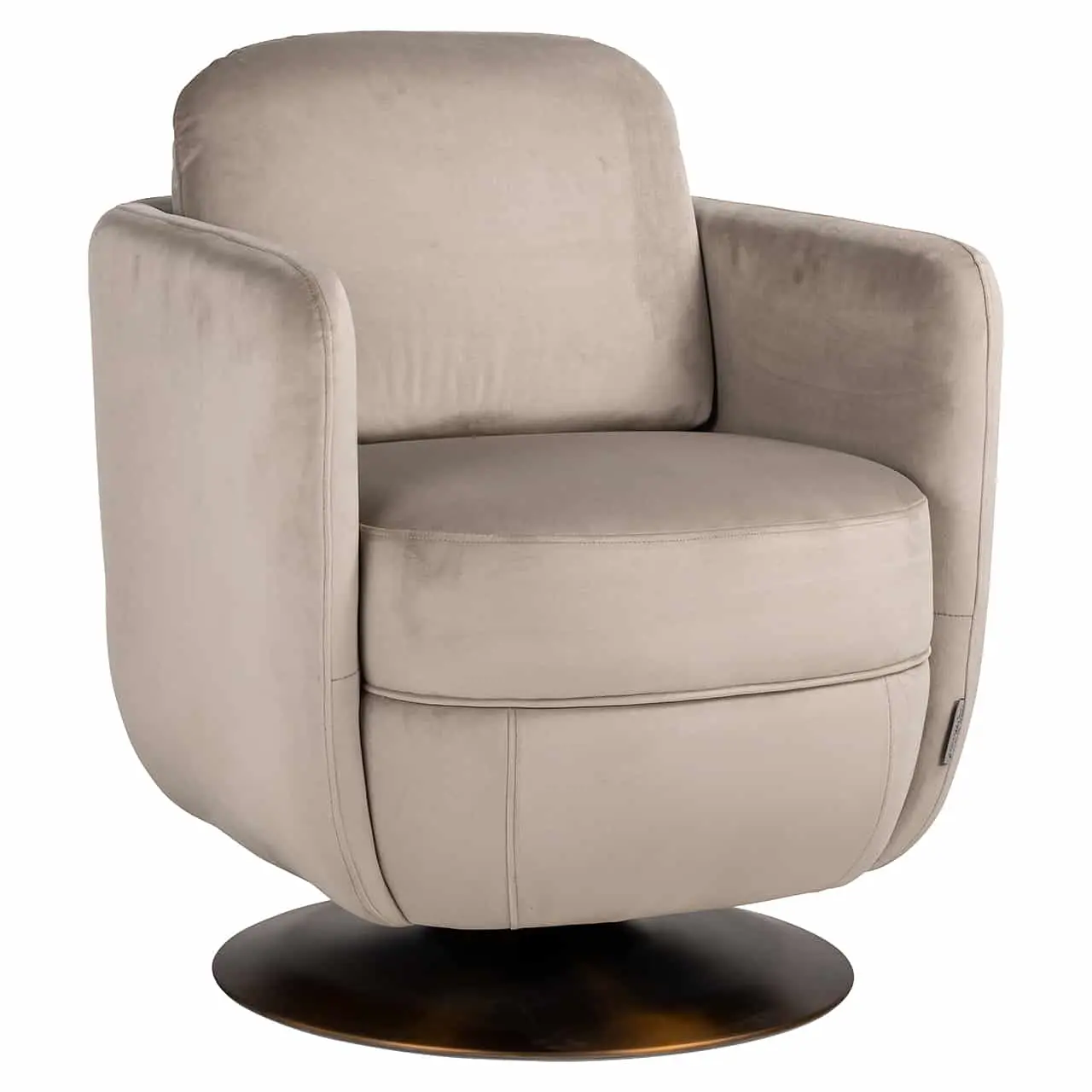 Richmond Interiors Swivel easy chair Turner khaki velvet fire retardant (FR-Quartz 903 Khaki)
