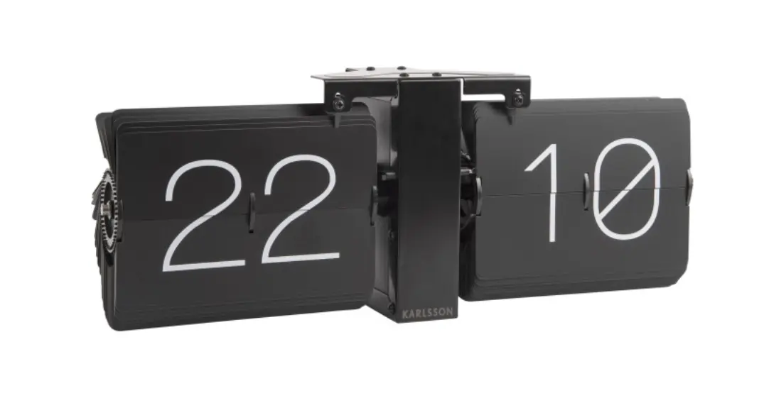 Present Time Flip Clock No Case Schwarz ca. 36x14x8,5 cm