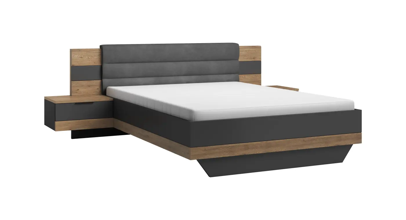 Bettanlage Pol Power Bett LINEA Bartex Eiche / Graphit