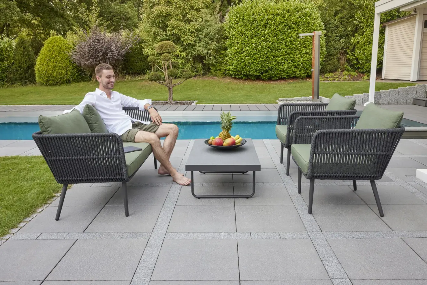 LC Garden Lounge Set Saigon 4 tlg. Dunkelgrau/Moos-Grün