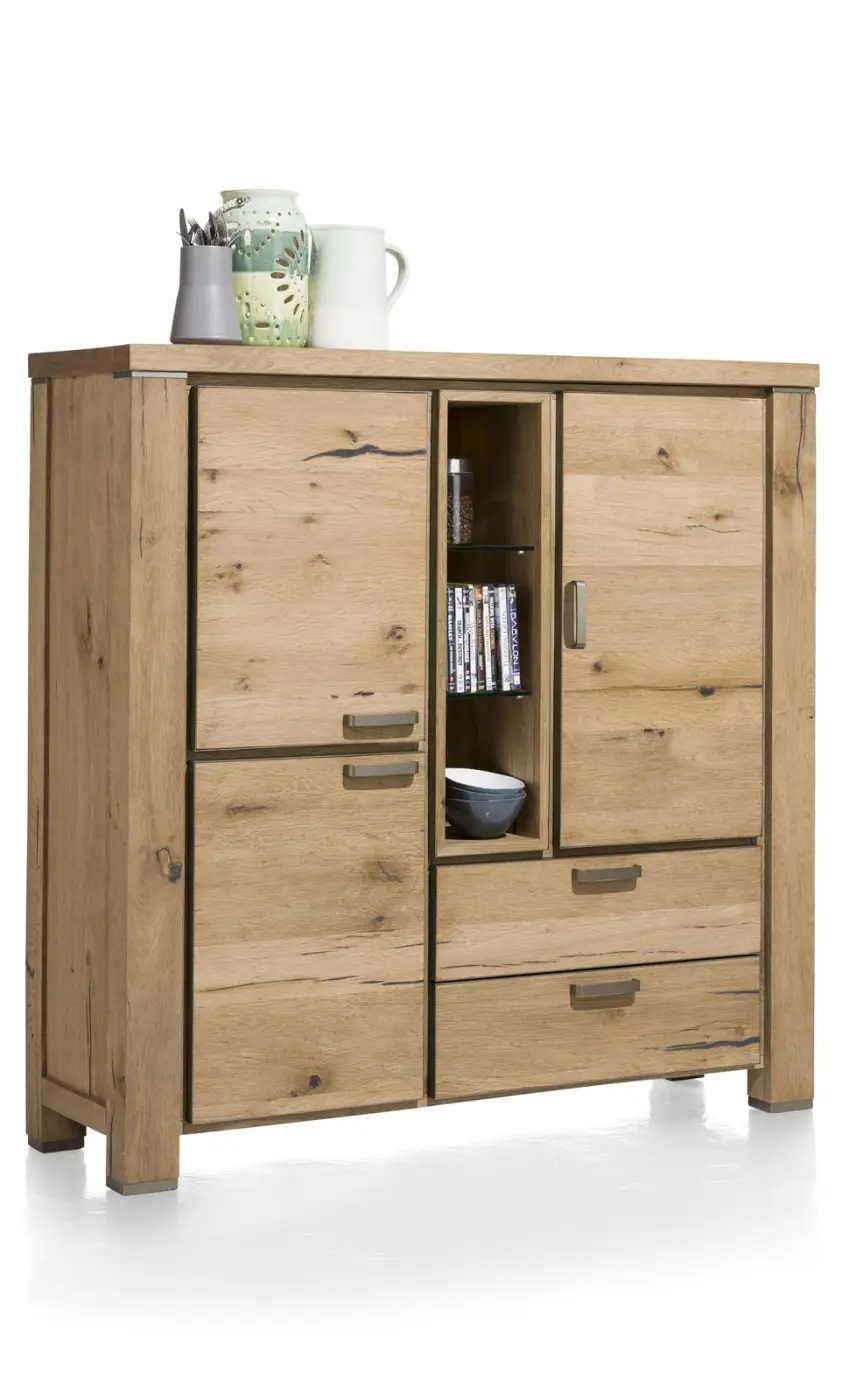 Habufa Highboard Canova 39591RWB, Eiche Railway braun furniert, Griff: silber, ca.140x140x45 cm