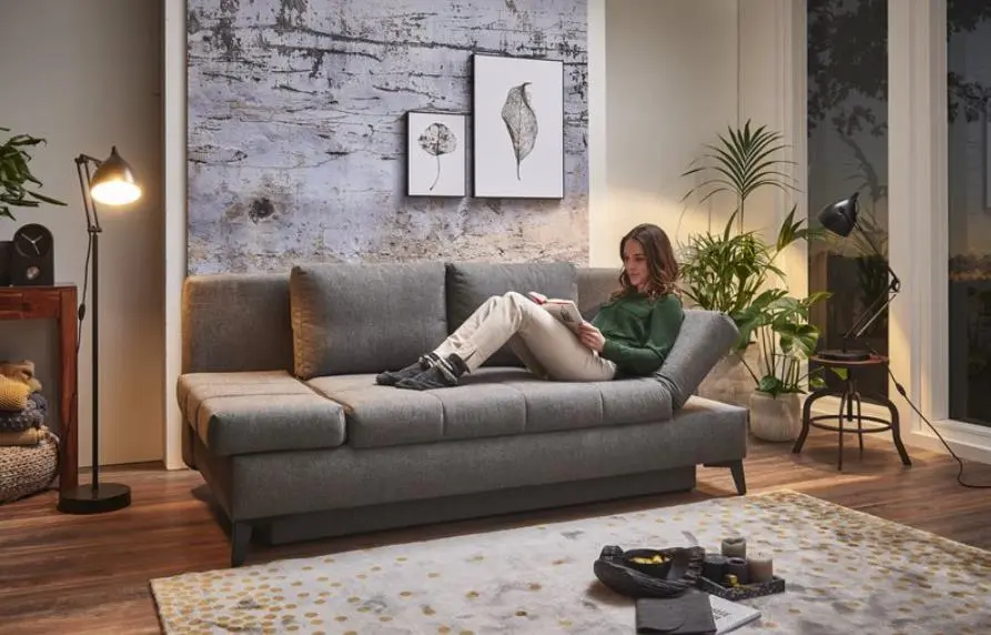 Restyl Schlafsofa TaliaC in Bezug anthrazit, Metallfuß schwarz, Liegefläche: 150x200 cm