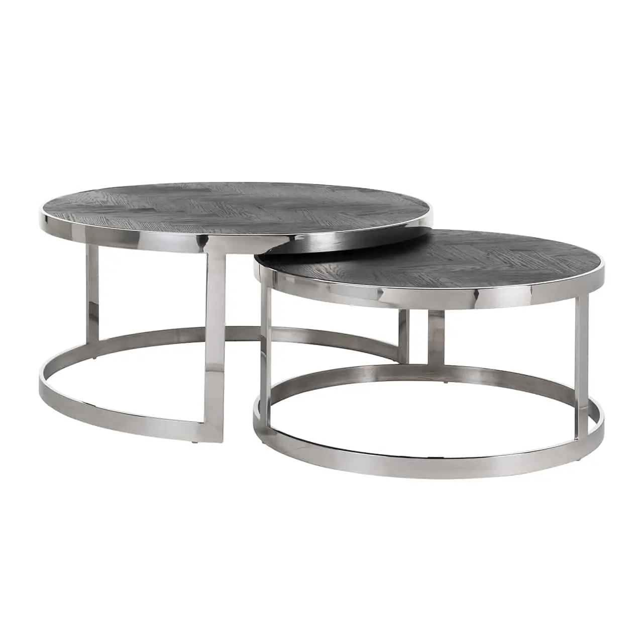 Richmond Interiors Coffee table Blackbone silver set of 2  (Black rustic)