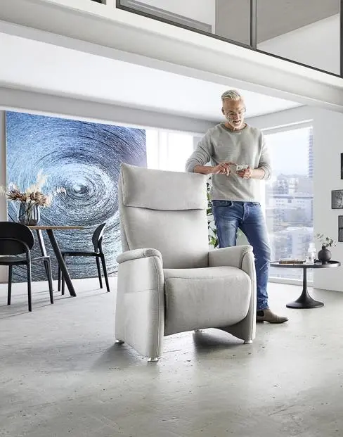 MDS Steinpol Polsteria Relaxsessel Lodi Comfort RelaXX Type 1230, Bezug: Sofia clean silver, manuelle Verstellung mit Gasdruck und manueller Kopfteilverstellung