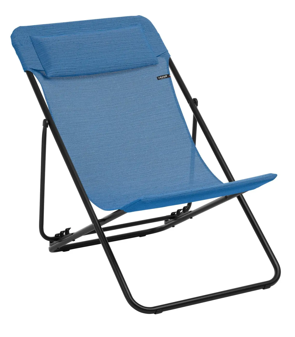 Lafuma Liegestuhl Maxi Transat Plus Blau/Titan, inkl. Kopfpolster ca. 62x91x95 cm