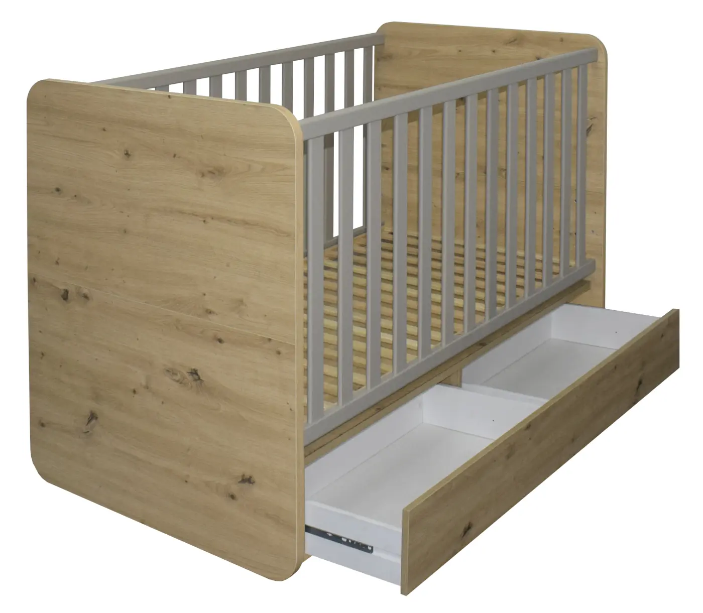 Mäusbacher Babybett Lilly asteiche / kreidegrau matt lack