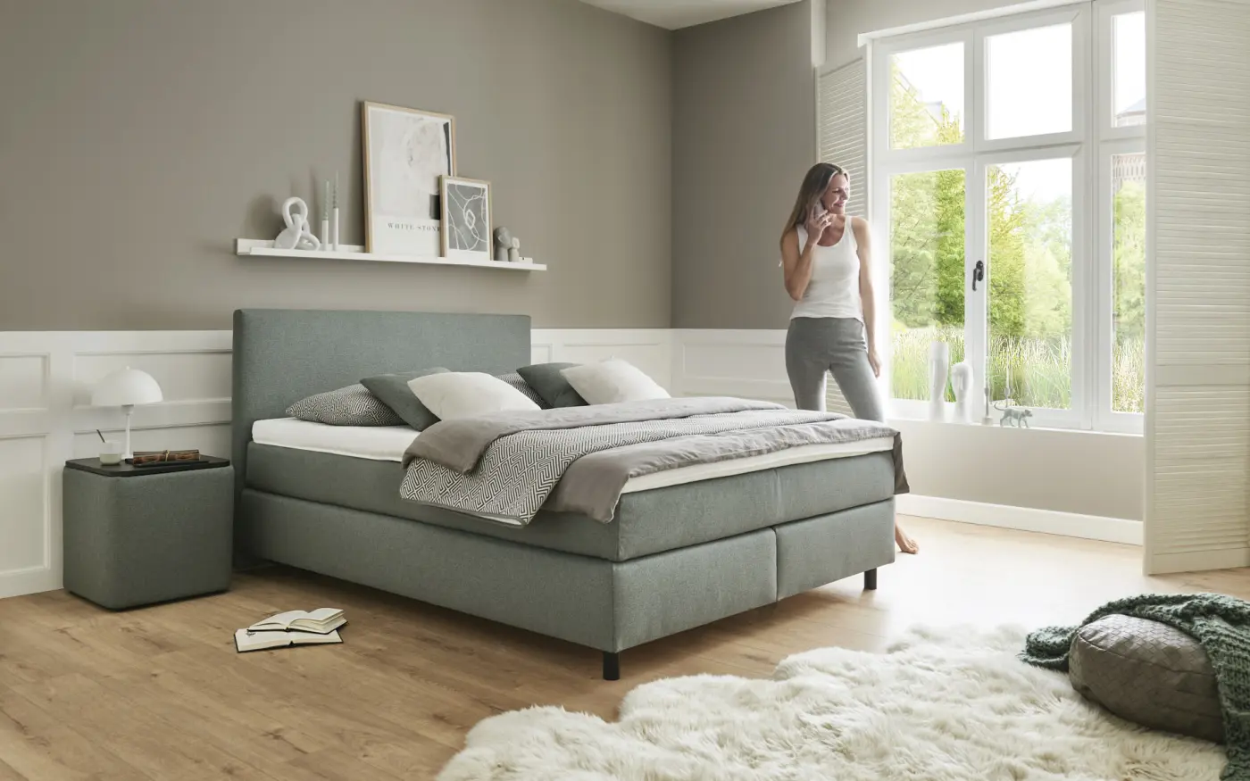 Oschmann Boxspringbett OC-BX23163 Barry Salbei ca. 180x200 cm