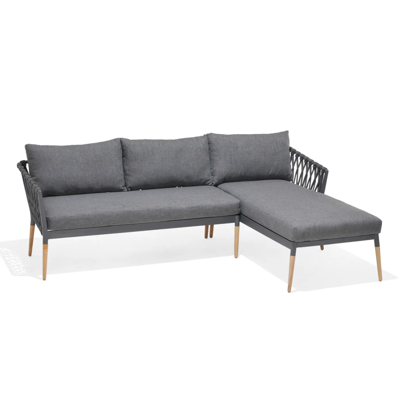 ScanCom Chaiselounge Dunkelgrau Teak Ipanema 161x76x241 cm