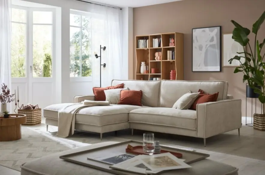 Roomio No. 4102 Garnitur Roma Nature Metallfuß Toffee 190x272 cm Longchair links