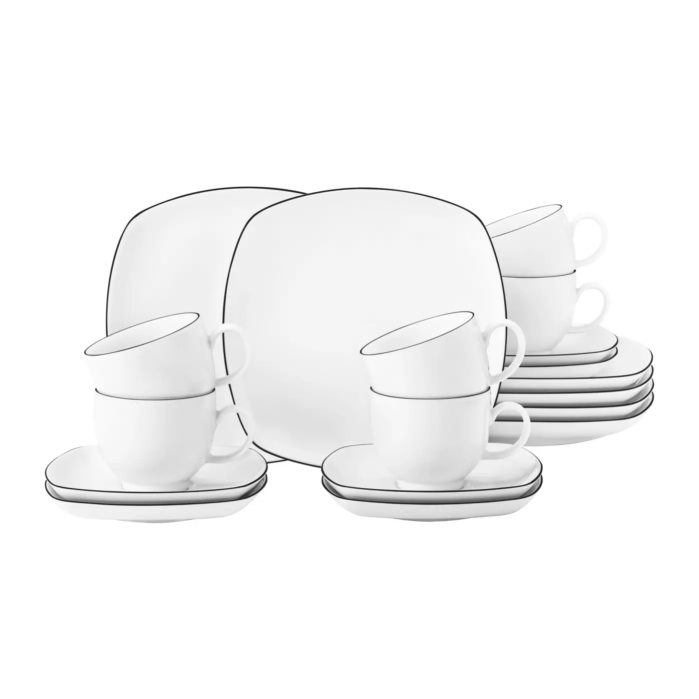 Seltmann Kaffeeservice 18-teilig eckig Lido Black Line