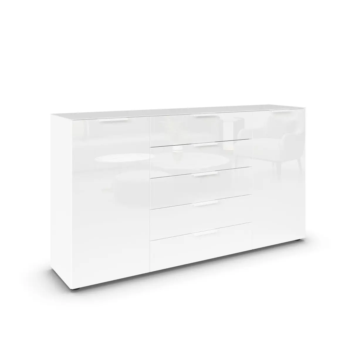Rauch Kommode Flipp Alpinweiß/Kristallweißglas ca. 180x99x42 cm