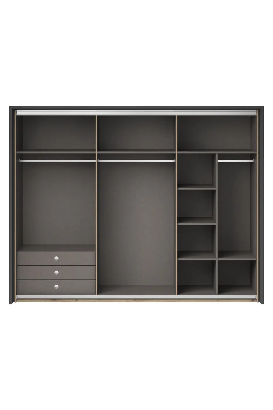 Pol Power Schubkastencontainer für Schwebetürenschrank 3 Schubkästen ca. 82,5x49x48,5 cm