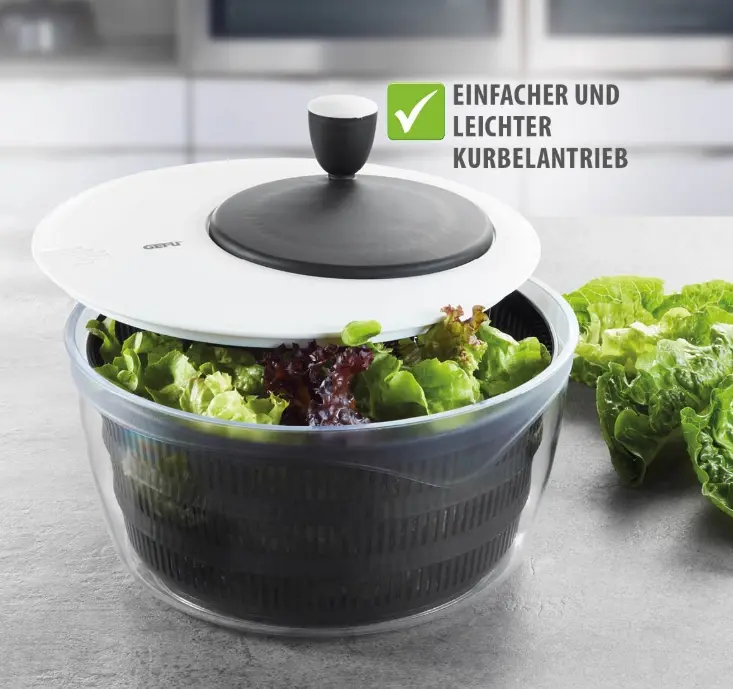 Gefu Salatschleuder Rotare mit Deckel 3-tlg. 25 cm