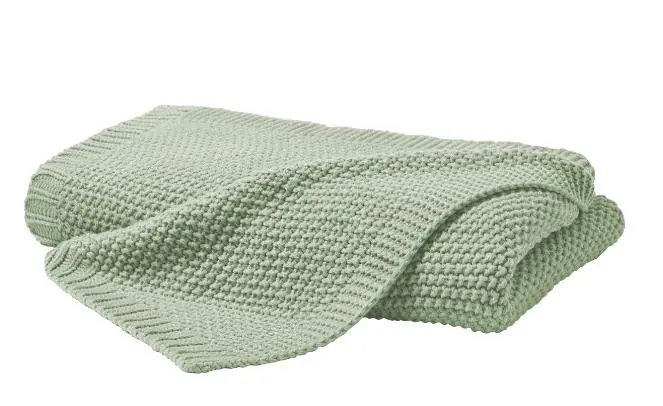 Hahn Strickdecke ca. 130x170 cm Salbei