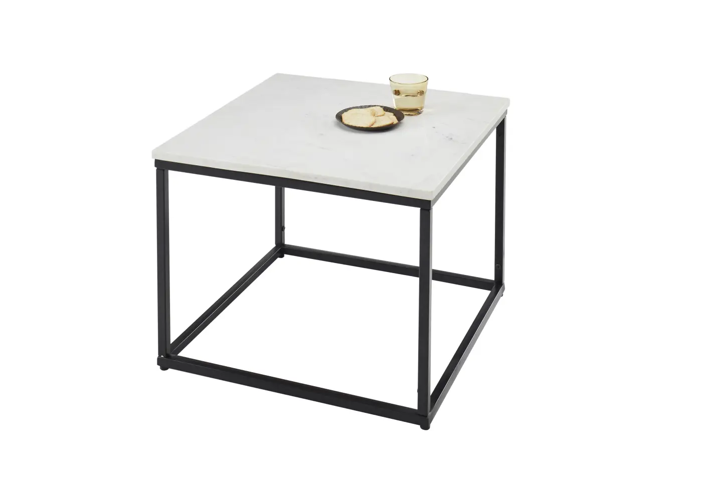 Couchtisch Marmor weiß/schwarz BHT ca.  60x 46x60 cm