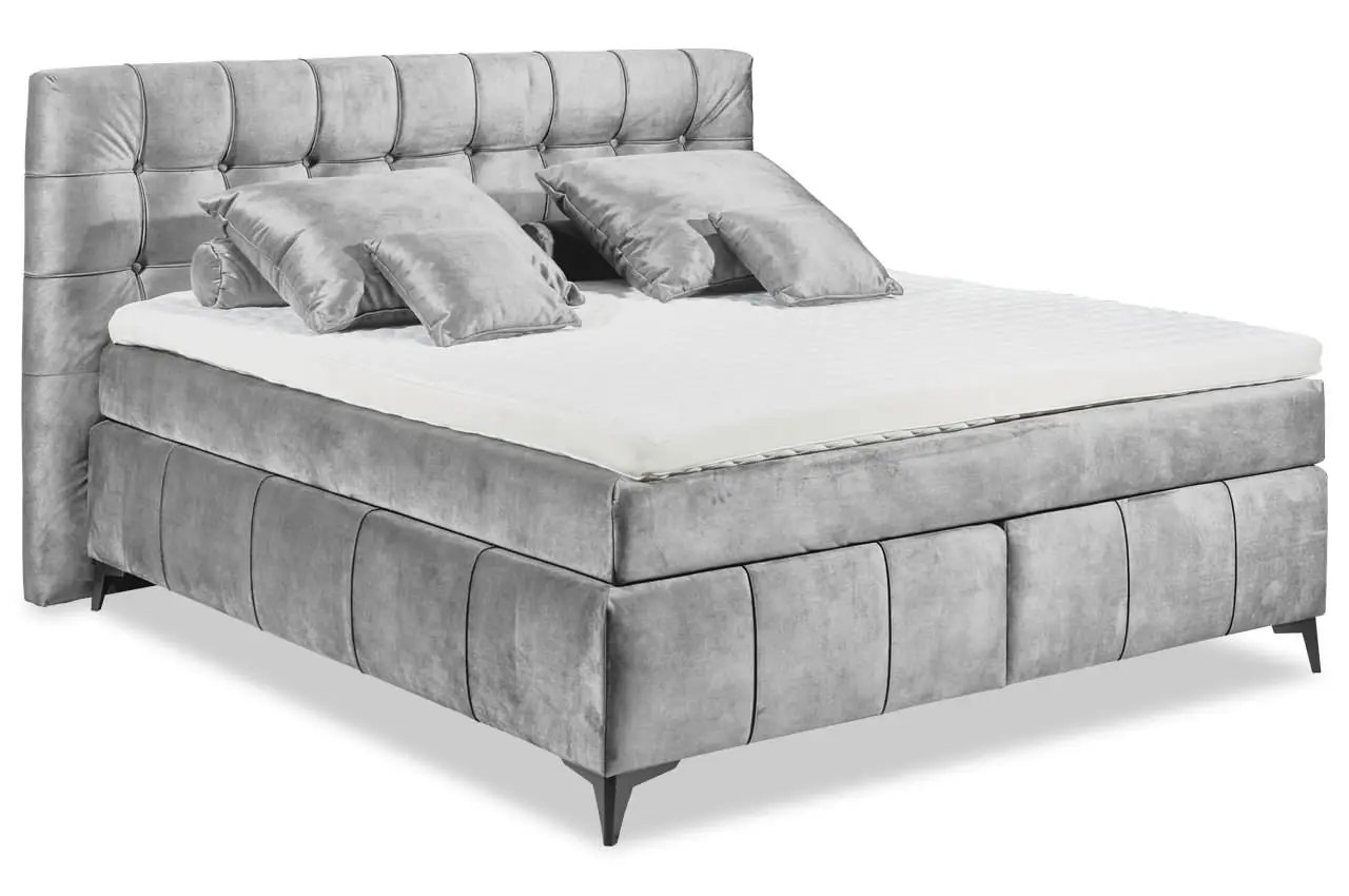 ED Lifestyle Boxspringbett Oregon Grau inkl. Topper 180x200cm