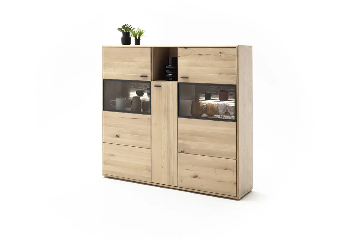 MCA Highboard Balkeneiche Bianco ca.154x140x38 cm