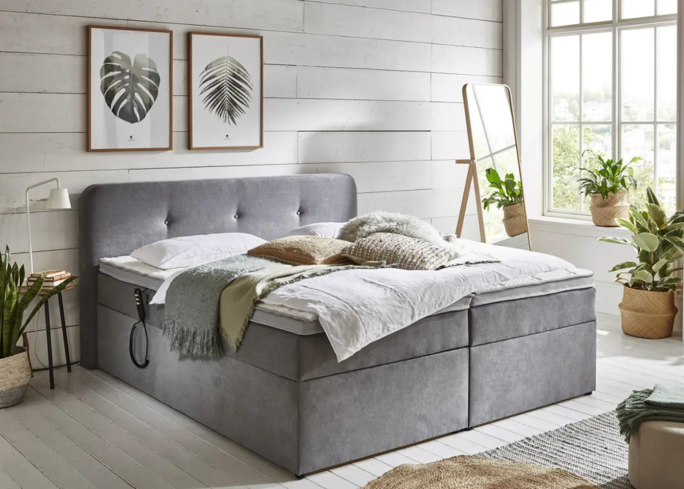 Sun Garden Boxspringbett 180 x 200 cm Grau