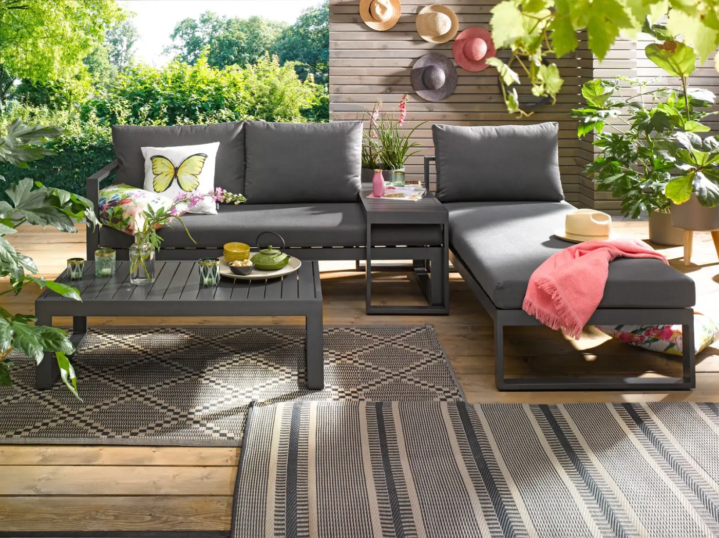 Best Lounge-Gruppe 98714050 Navarino 4 tlg.  Aluminiumgestell Anthrazit