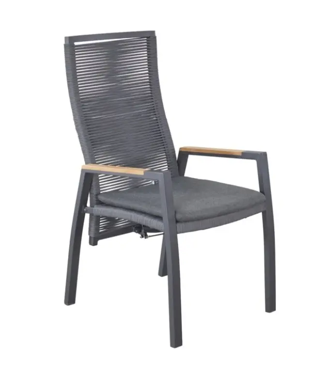 Interliving Positionstuhl Anthrazit/Sooty mit Teakarmlehne ca. 63x57x107 cm