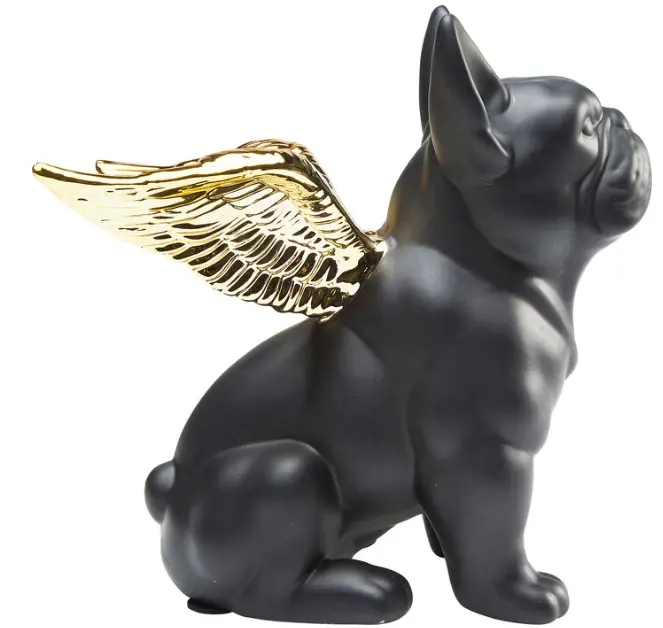 Kare Design Deko-Figur Sitting Angel Dog Gold/Schwarz