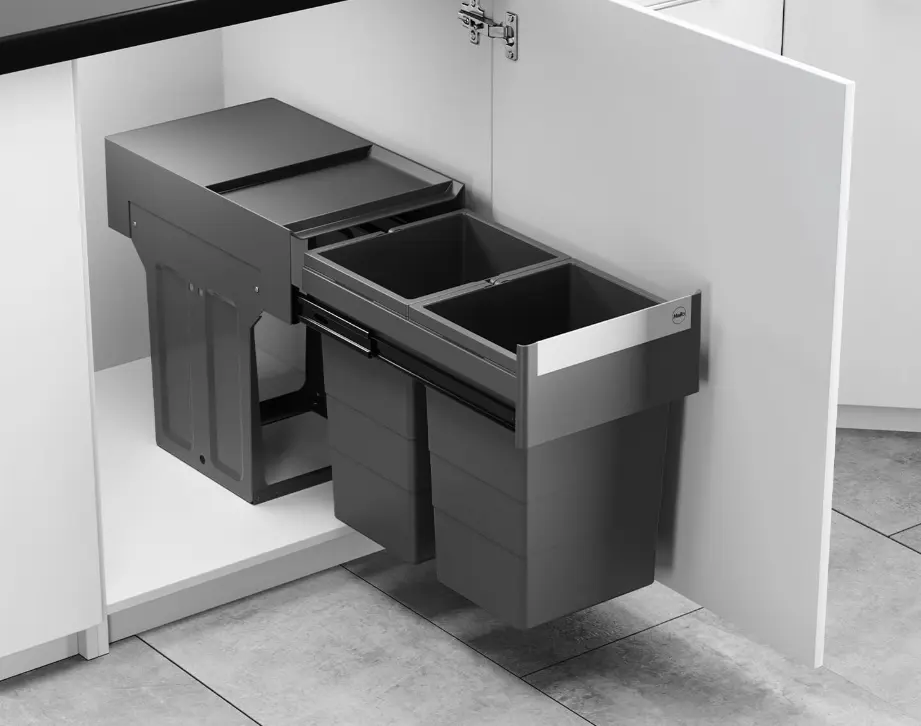 Hailo Abfallsammler AS Tandem 2x 13 Liter Anthrazit ca. 26,30 x40,10x43,70 cm