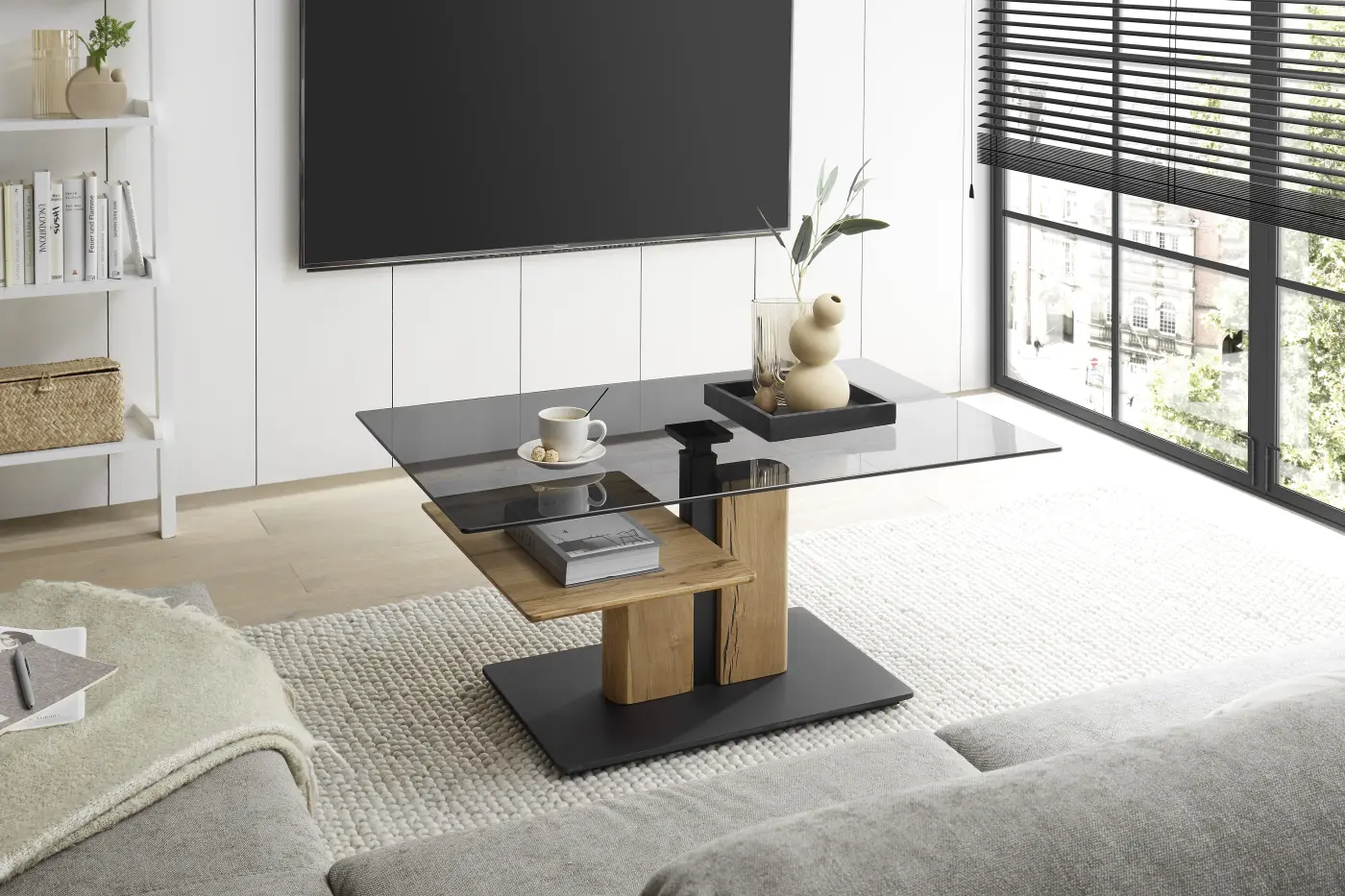 ABP Couchtisch Delmas Eiche msssiv mit Lift ca. 105x45x65 cm