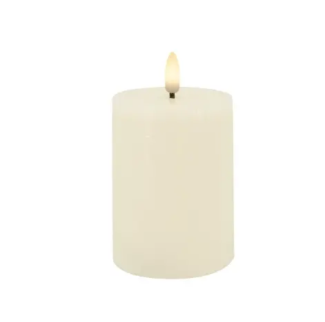 LC Wholesaler LED Stumpenkerze Basic Echtwachs Cream rustic 7,5x10 cm warmweiß