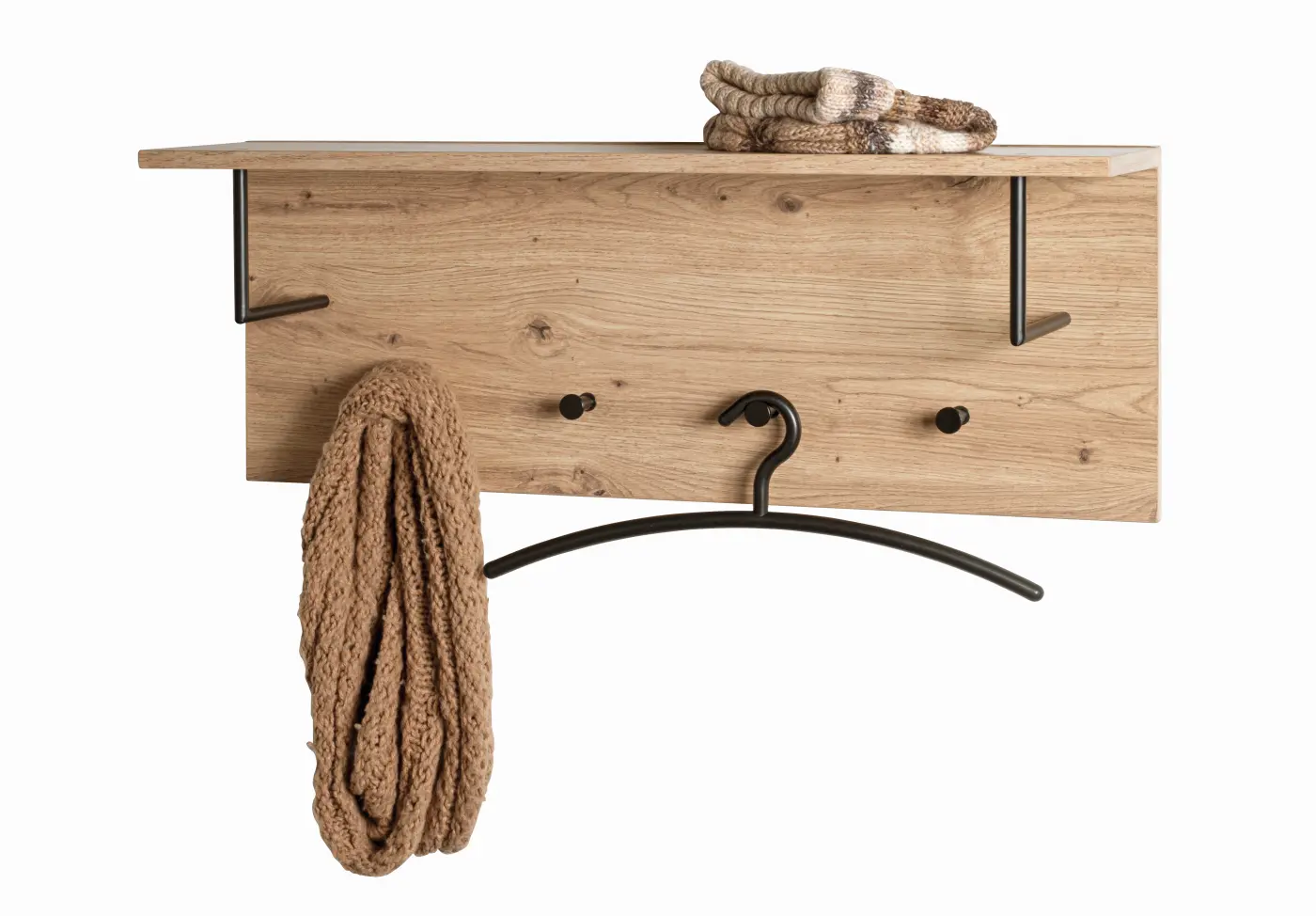 HAKU Wandgarderobe Parma 8 eiche, schwarz