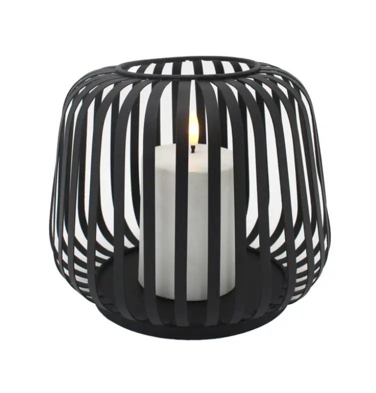 LC Wholesaler Solar Laterne Cottage Metall Schwarz ca. 40x40 cm