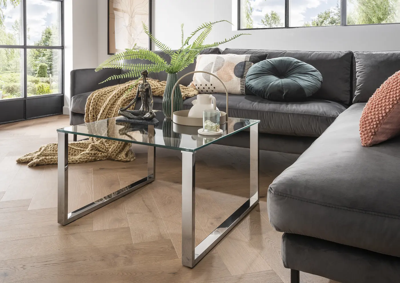 Concept Beistelltisch BT Hollo II Klarglas / Edelstahl