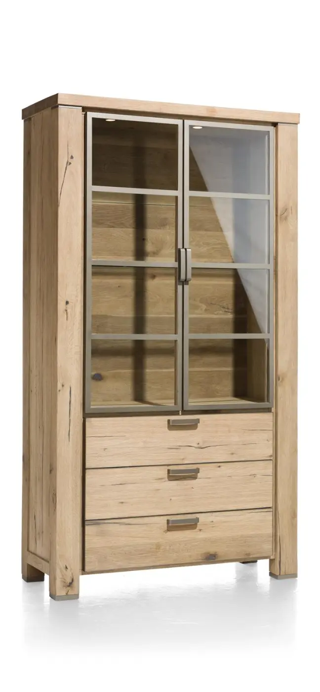 Habufa Vitrine Canova 39592RWB, Eiche Railway braun furniert, Griff: silber, ca.110x200x45 cm
