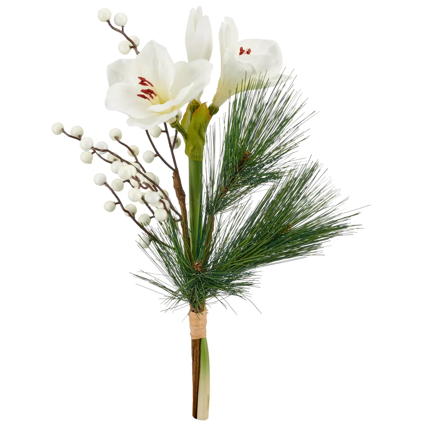 Gasper Strauß mit Amaryllis und Beeren weiß